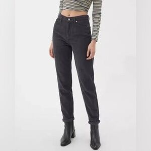BDG High Rise Mom Corduroy 100% Cotton Charcoal Grey Pants 28 W 28” L Inseam